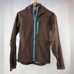 Stoic Nikwax Hooded Full Zip Jacket in Brown Blue Size Small‎